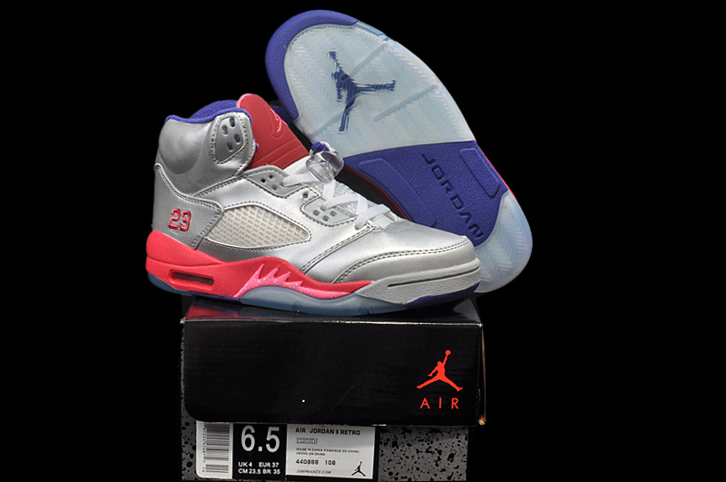 Air Jordan 5 Women Shoes Red/Gray/Purple Online